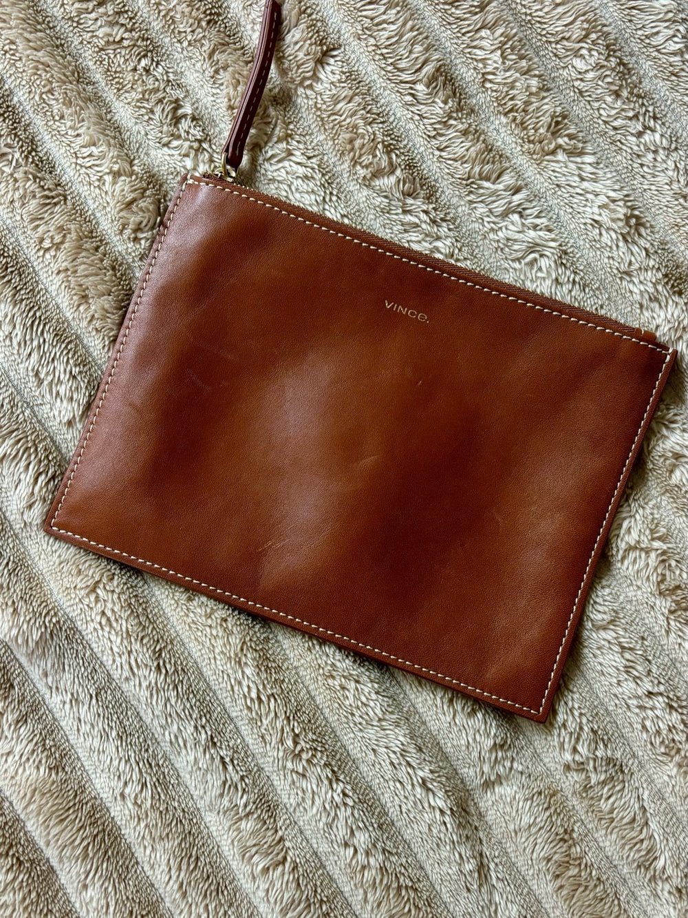 Vince Brown Leather Wristlet Pouch